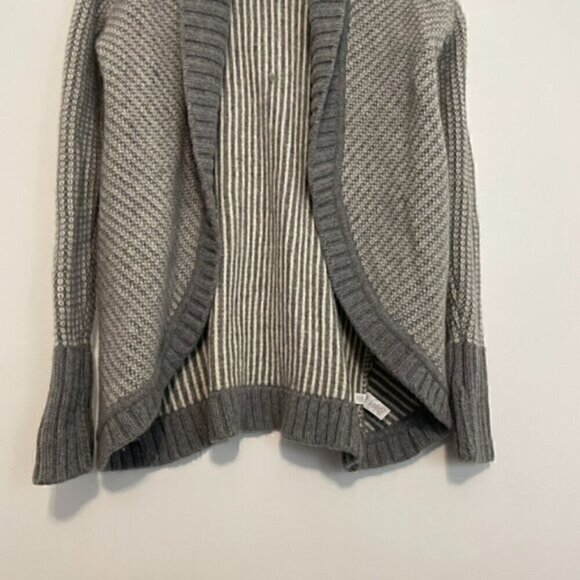 ATHLETA Sierra Wrap Cream Ivory Grey Striped Open WOOL CASHMERE Cardigan Sweater - Picture 6 of 16